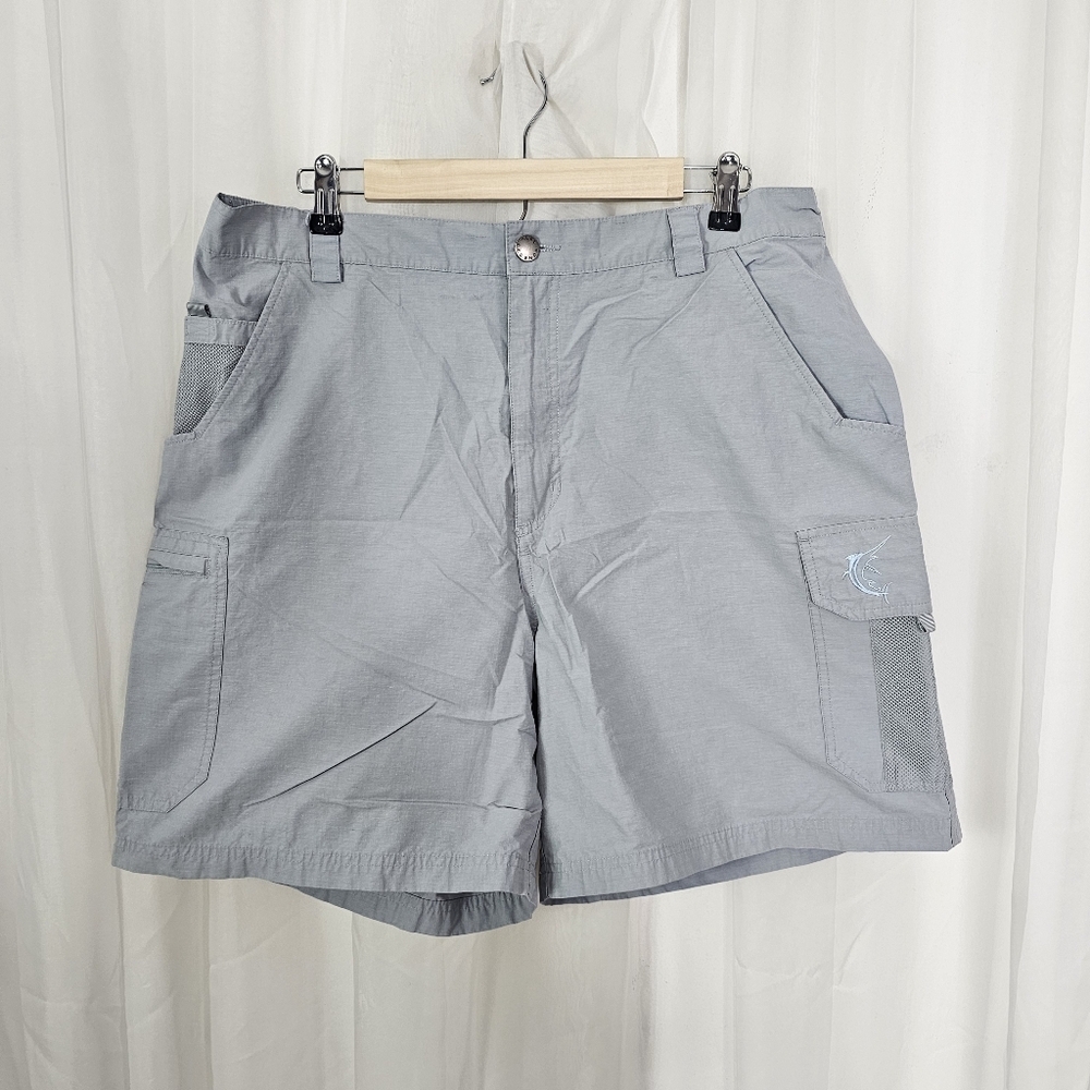 Reel Legends Men's Performance Quick Dry Cargo Shorts Light Gray Size Large